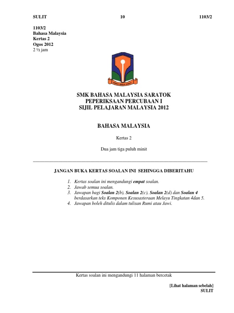 Soalan Spm Bahasa Melayu Pdf