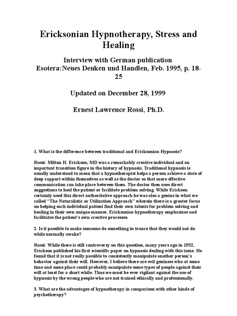 Ericksonian Hypnotherapy Insights | PDF | Hypnotherapy | Hypnosis