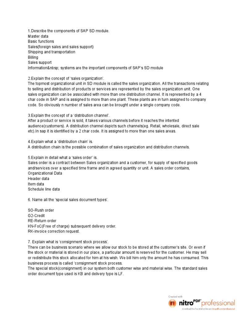 Sap SD Interview Questions | PDF | Invoice | Rebate (Marketing)