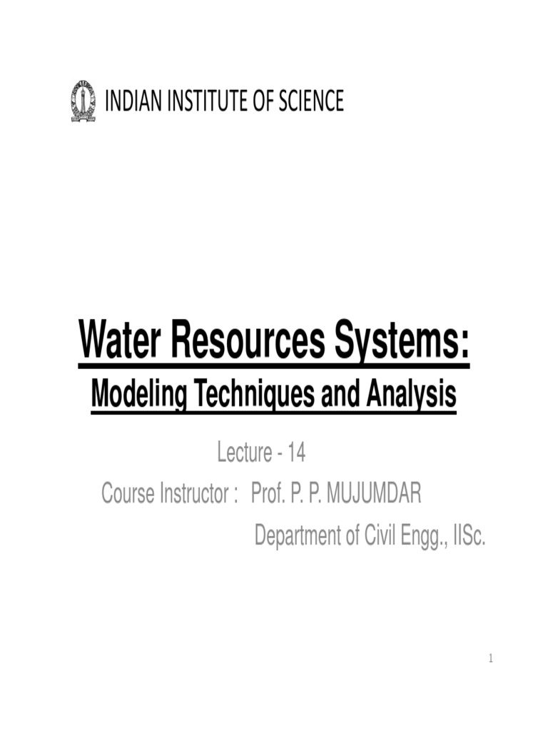 Water Resources Systems:: Modeling Techniques and Analysis | PDF ...