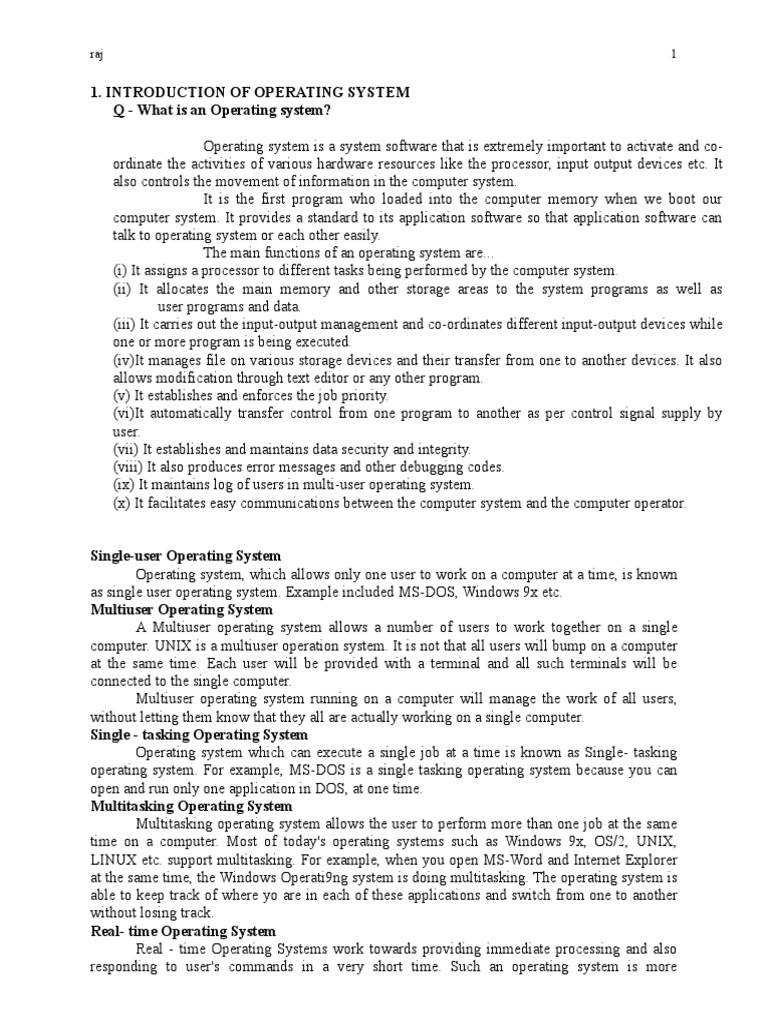 Introduction of Operating System Q - What Is An Operating System ...