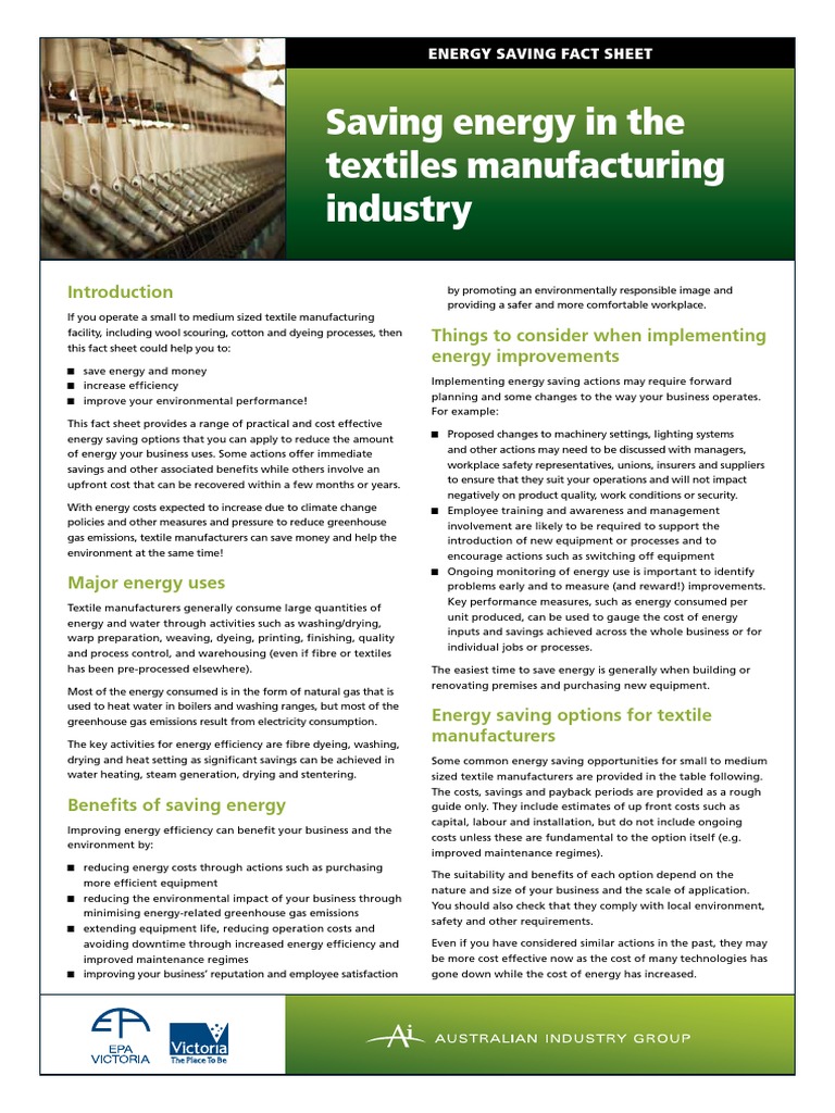 Textiles Energy Reduction Tips | PDF | Efficient Energy Use | Textile ...