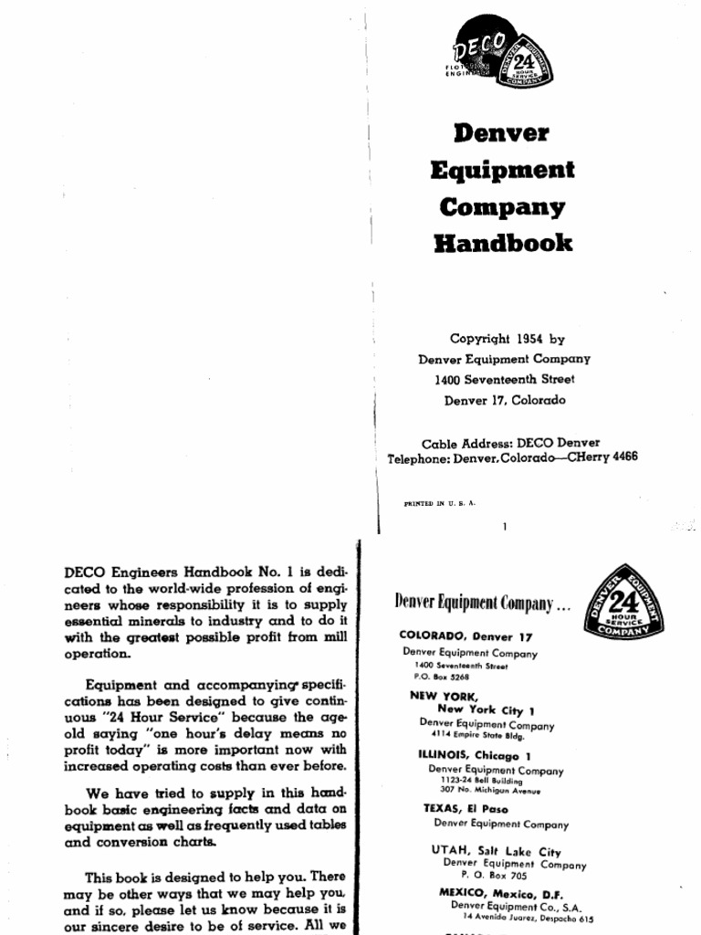 Denver Equipment Company Handbook | PDF | Mill (Grinding) | Buoyancy
