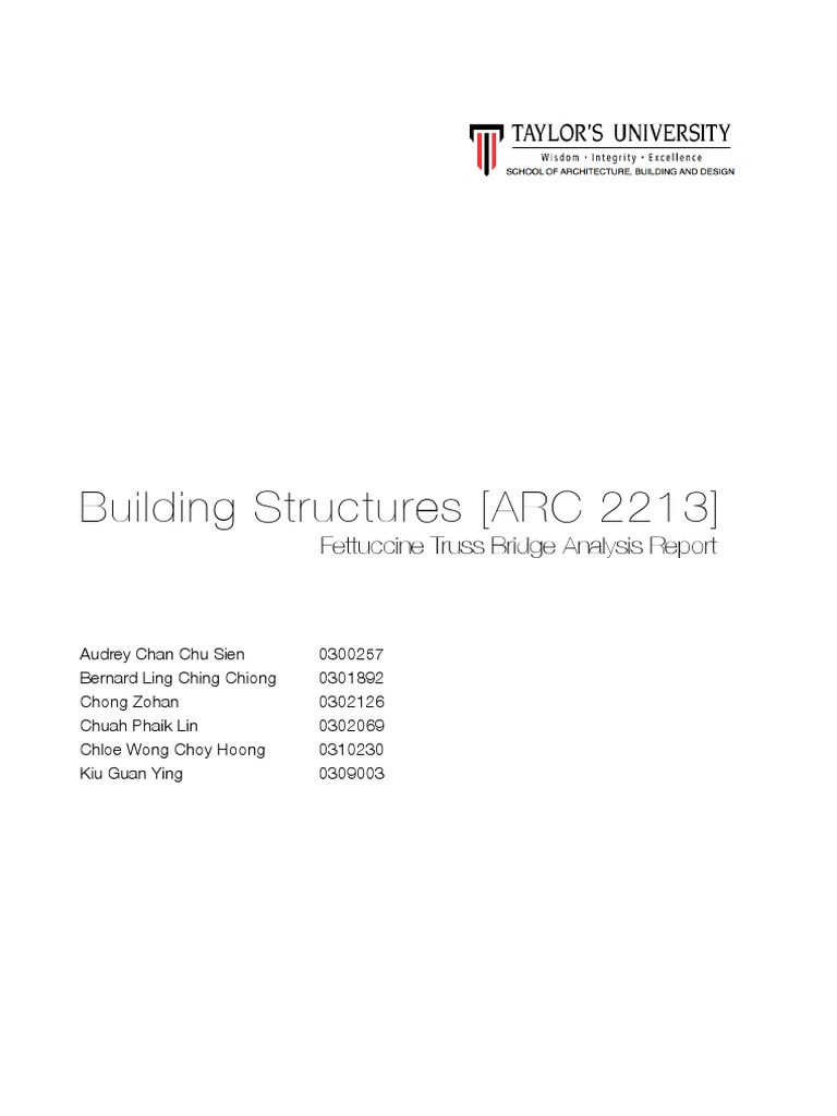 Building Structure Fettuccine Bridge Report | PDF | Truss | Structural ...