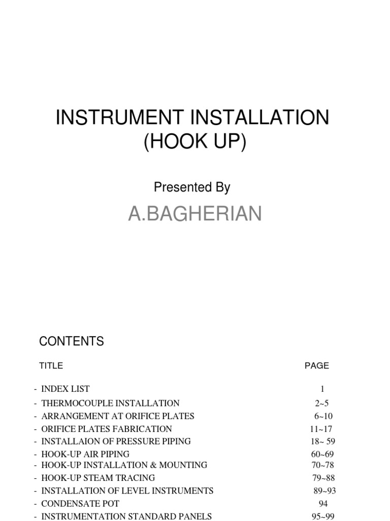 Instrument Installation Hook Up Drawings | Transparent Materials