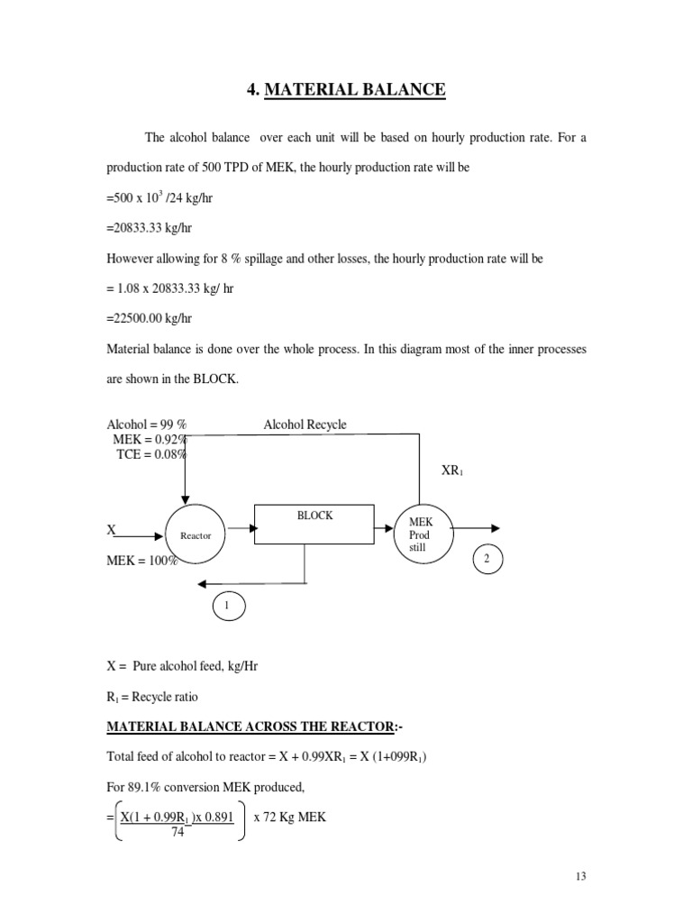 MEK Material 2520balance | PDF | Chemical Process Engineering ...