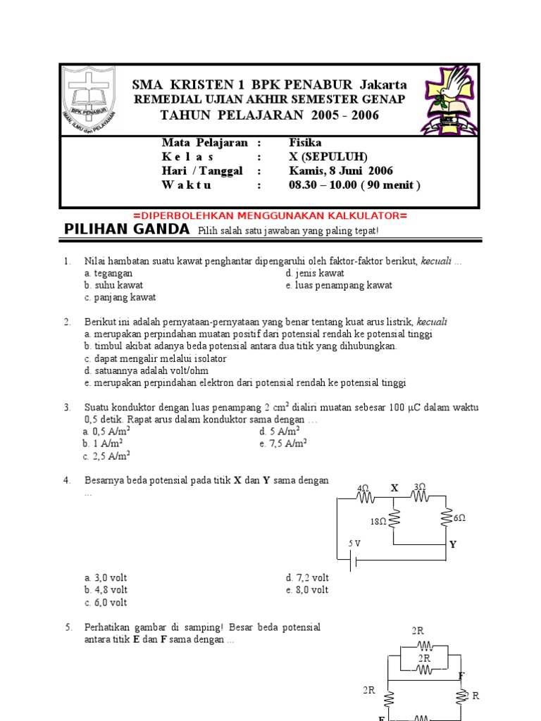 Latihan Soal listrik dinamis kelas X Latihan Soal listrik dinamis kelas X