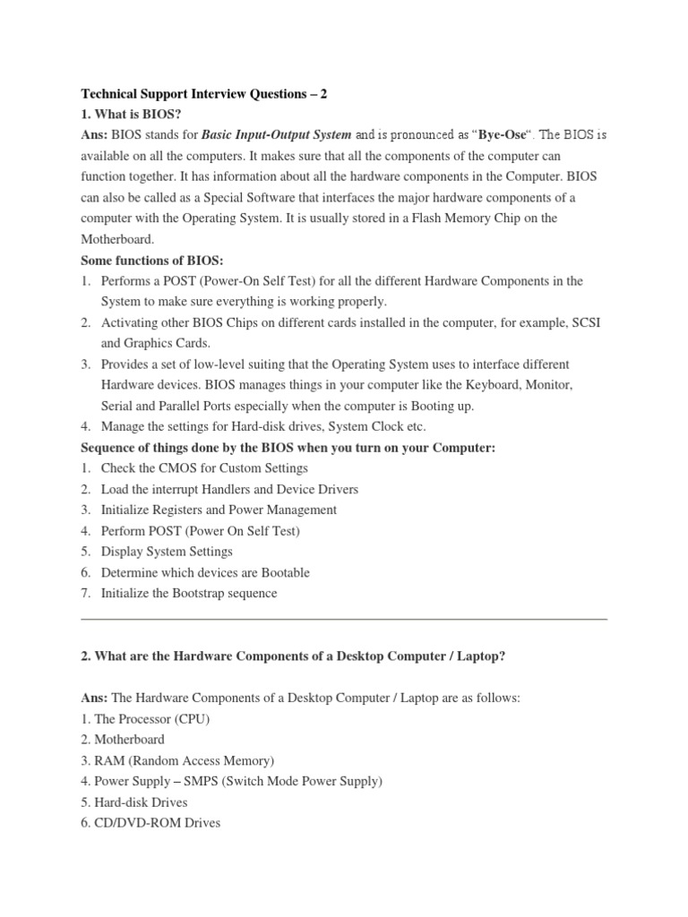 Technical Support Interview Questions Active Directory Bios