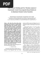 Finite Element Modeling and Free Vibration Analysis of Functionally Graded Nanocomposite Beams Reinforced by Randomly Oriented Carbon Nano Tubes