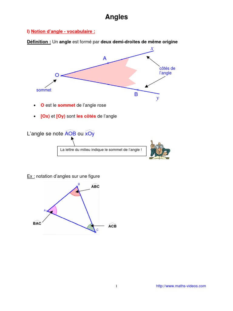 Exercices Corrigés Sur Les Angles 6ème Pdf Angles (6ème) | PDF | Angle | Mathématiques élémentaires