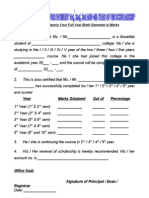 Specimen Copy of Bonafide Certificate