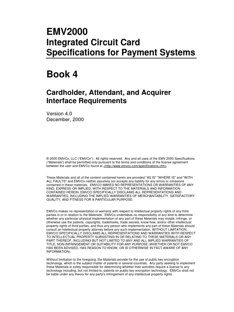 Integrated Circuit Card Specifications For Payment Systems Cardholder
