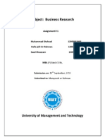 Subject: Business Research: University of Management and Technology
