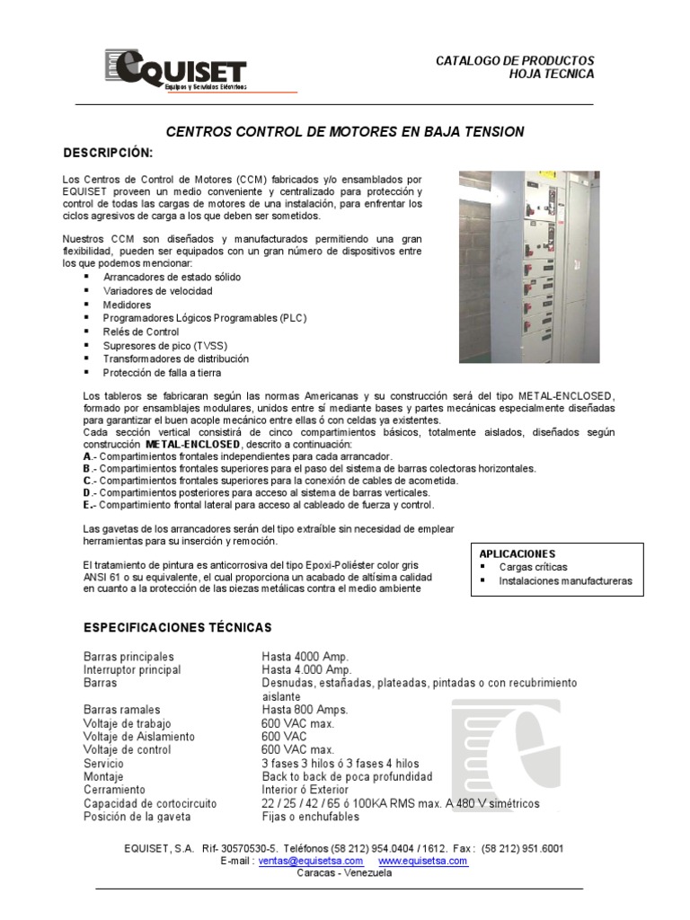 Catálogo de CCM y Tableros Eléctricos | PDF