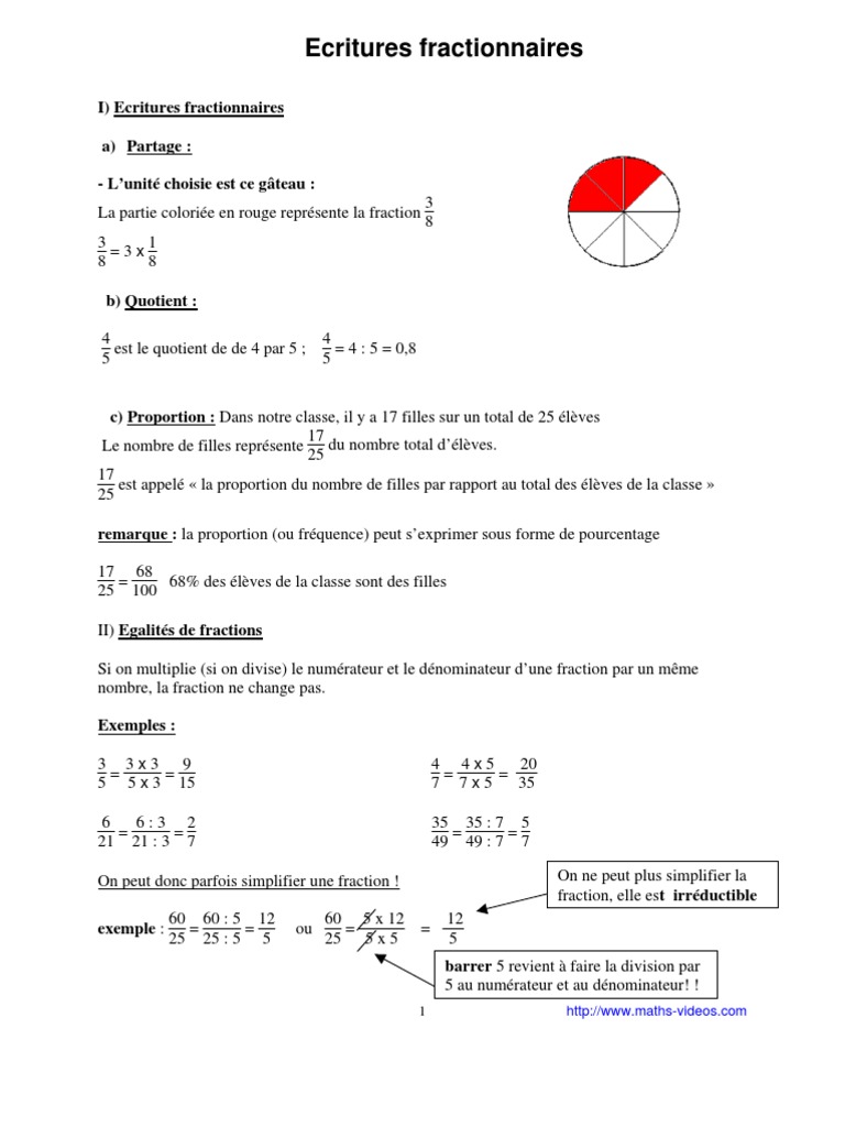 Exercice Sur Les Fractions 5eme En Ligne