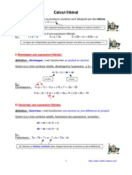 Download calcul littral 4me by MATHS - VIDEOS  SN19135293 doc pdf