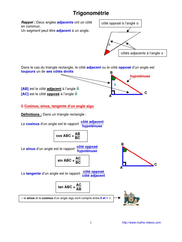 Trigonometrie Formules Sin Cos Tan Comprendre La Trigonométrie En