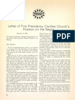 Letter of First Presidency Clarifies Church's Position On The Negro