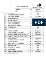 Set List Base 2013