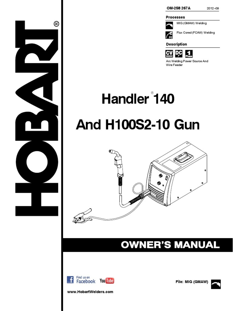 Hobart Handler 140 Manual 15165 | Electricity | Electromagnetic