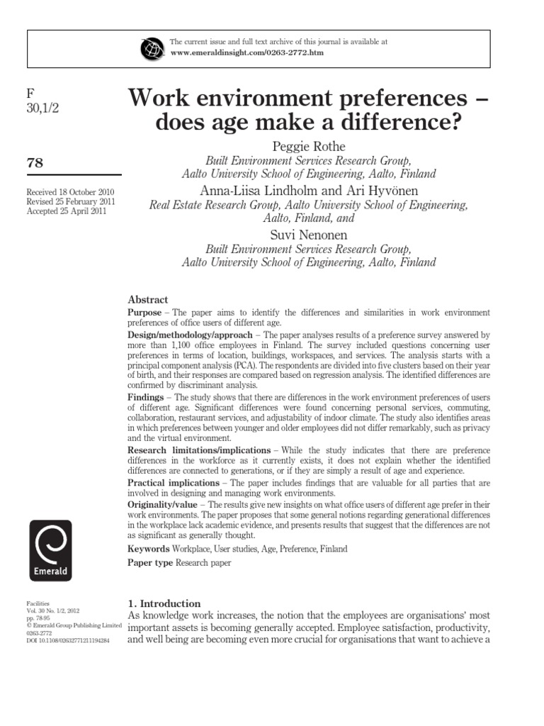 Age Differences in Work Environment Preferences | PDF | Cognitive ...