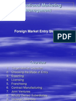 Intertnational Marketing Management_foreign Market Entry Stratigies