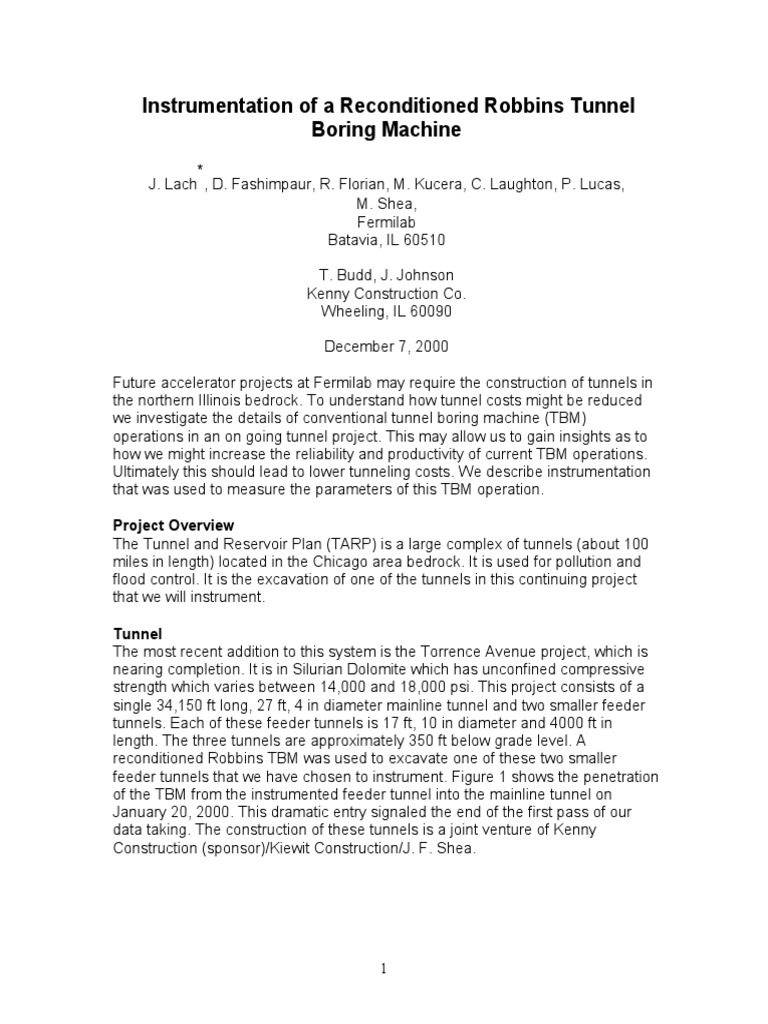 TBM Monitoring System Overview | PDF | Tunnel | Accelerometer