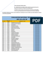 Recordatorio Del Calendario de Evaluaciones Nacionales Virtuales 2013