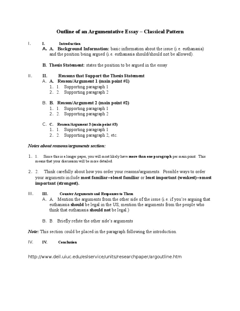 classical argument essay outline