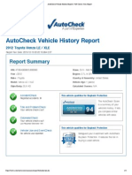 Autocheck Vehicle History Report