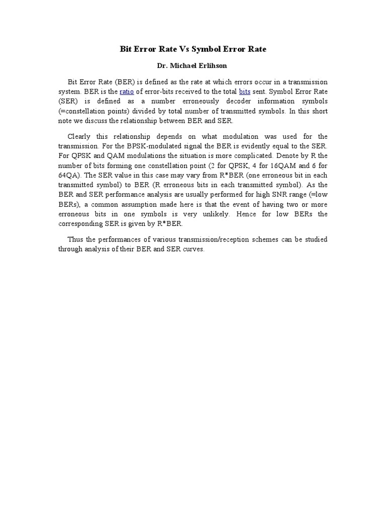 BER and SER Relationship Explained | PDF | Teaching Methods & Materials