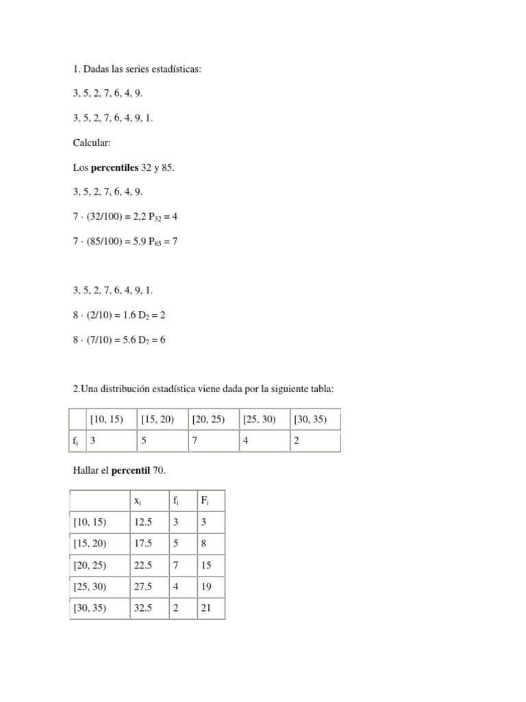 Cuartiles, Deciles, Percentiles PDF Cuantil Análisis