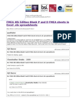 FMEA 4th Edition Blank P and D FMEA Sheets in Excel