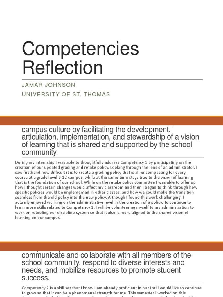 Competencies Reflection PDF Competence Human Resources Teachers