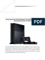 Sony PS4 Pre-Order Press Release_13Dec2013