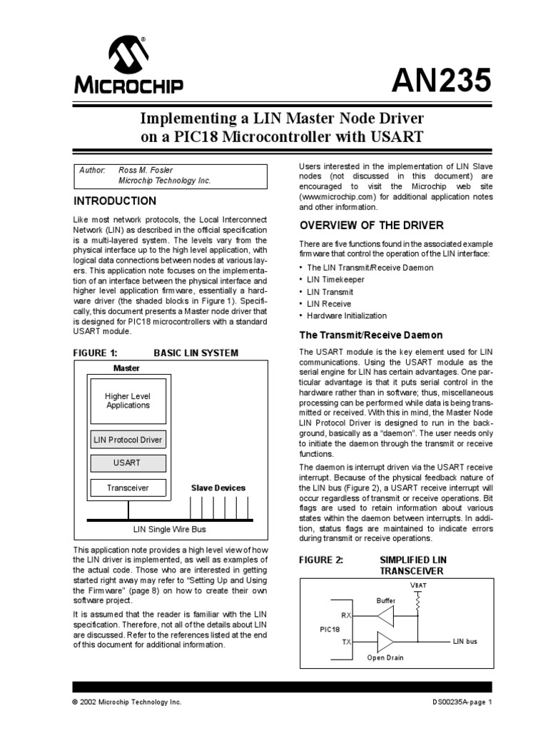 An235 - Master Lin en Pic18f | Pic Microcontroller | Device Driver