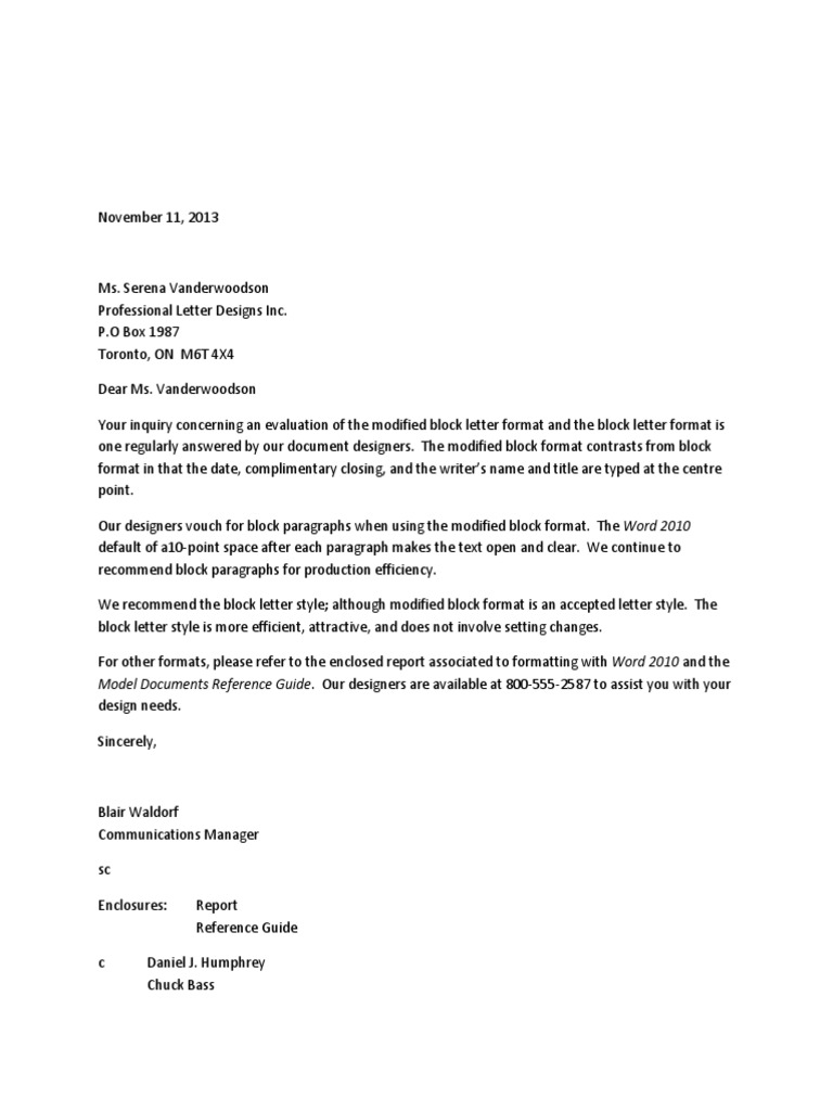 Block vs. Modified Block Letter Formats | PDF | Career & Growth