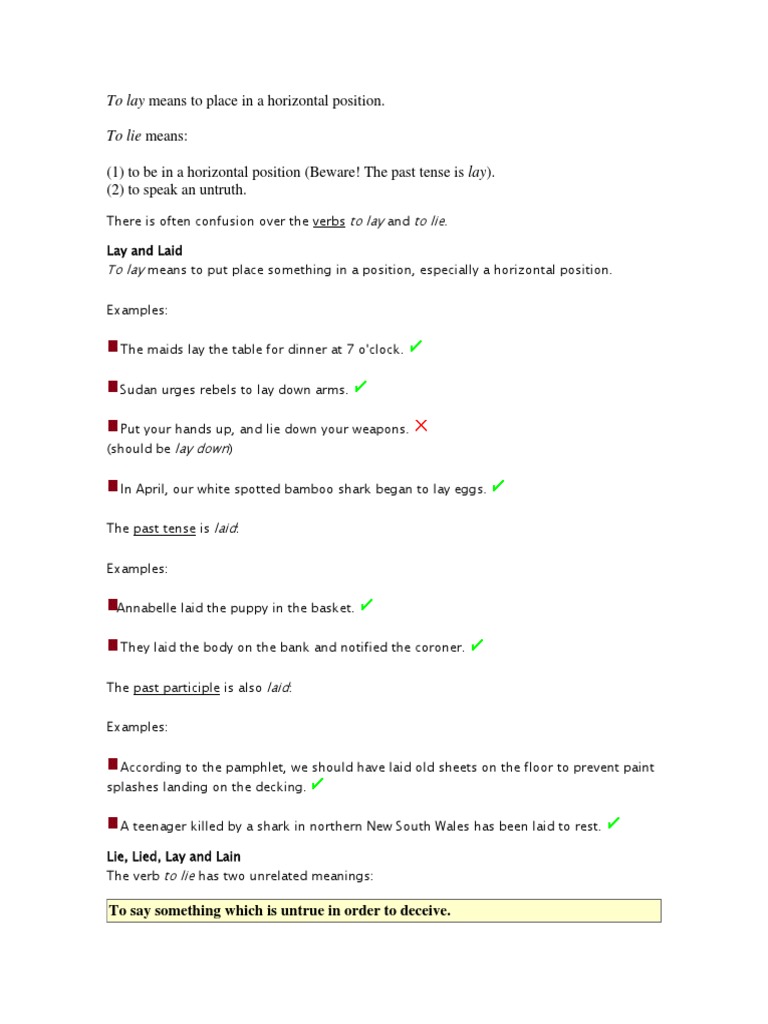 Difference Between Lay and Lie | PDF | Language Arts & Discipline ...
