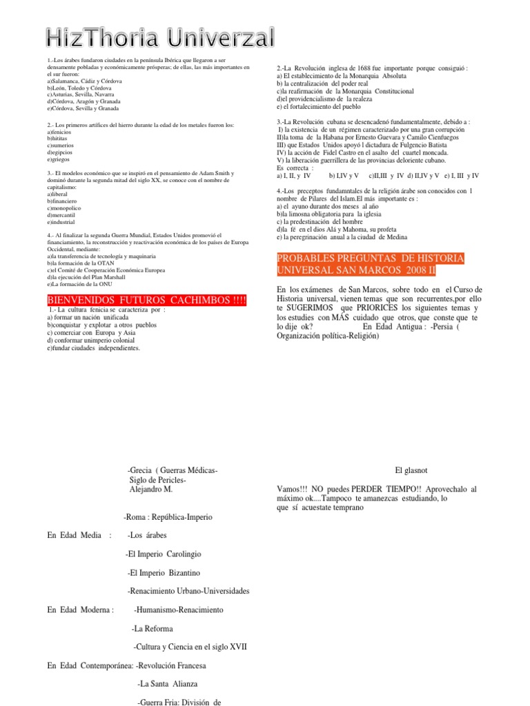 Preguntas Historia Universal PDF