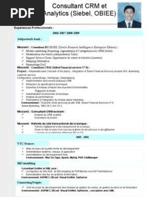 Abdou Cv Consultant Siebel Obiee Php Java Langage De Programmation
