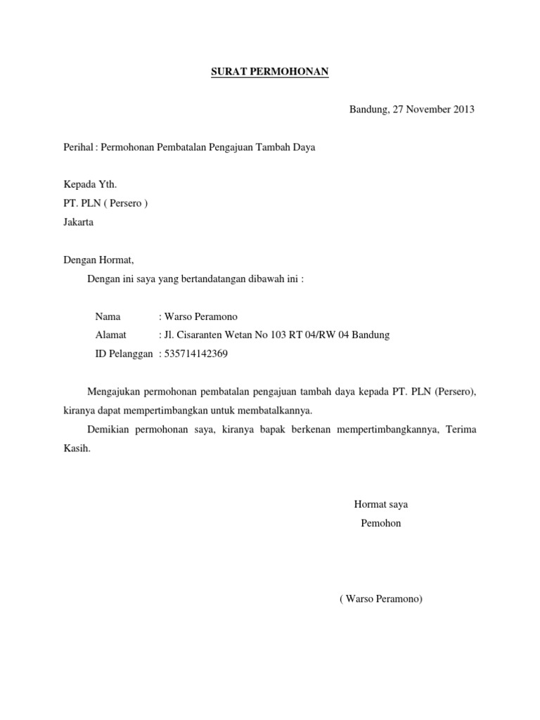 Surat Permohonan Pdf