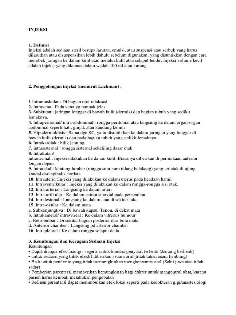 Definisi dan Jenis Injeksi Medis | PDF | Sains & Matematika