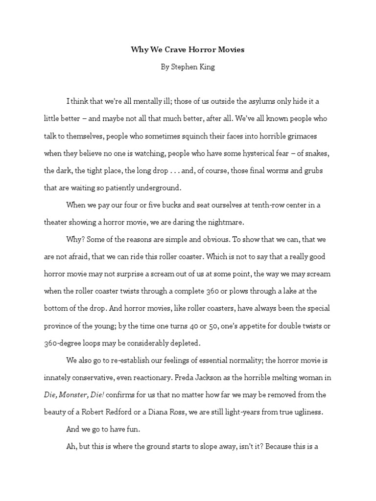 Stephen King Why We Crave Horror Movies | PDF