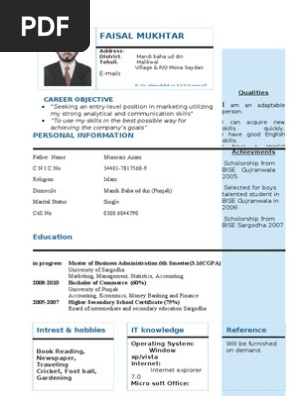 best cv format