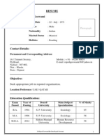 Resume Rajesh Indravadan Goswami: Birth Date Gender Nationality Marital Status Hobbies