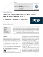 Antifeedant and Larvicidal Activities of Rhein Isolated From The Owers of Cassia Fistula L