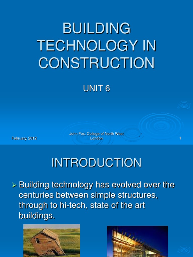 Introduction to Building Technology | PDF | Framing (Construction ...