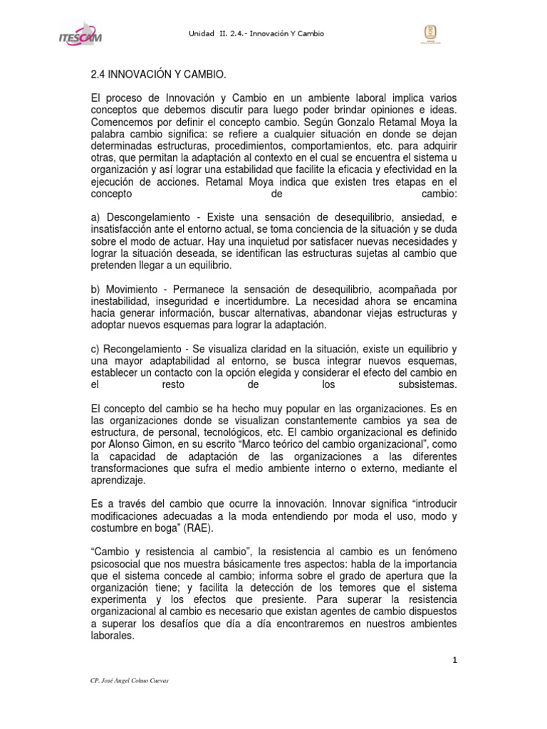 Innovación y Cambio en Organizaciones | PDF | Innovación | Creatividad