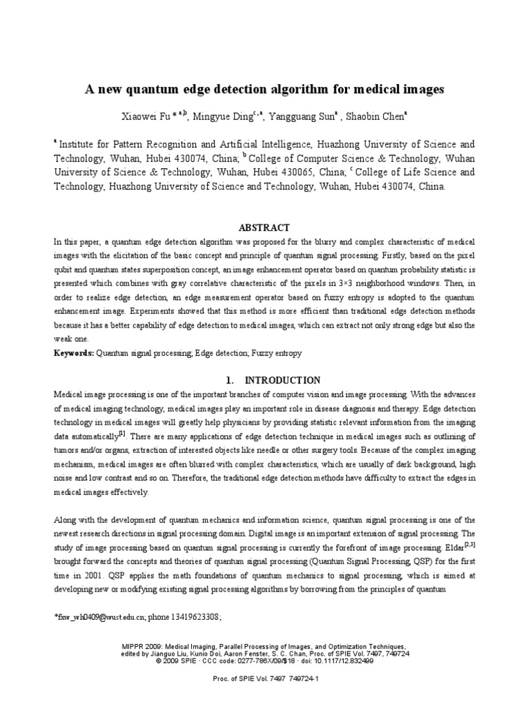 2009 Good A New Quantum Edge Detection Algorithm For Medical Images ...