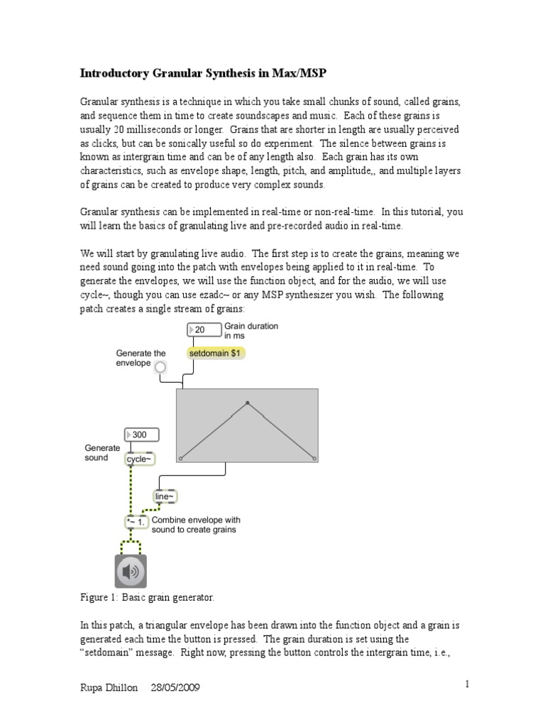 Max/MSP Granular Synthesis Guide | PDF | Synthesizer | Sound Technology